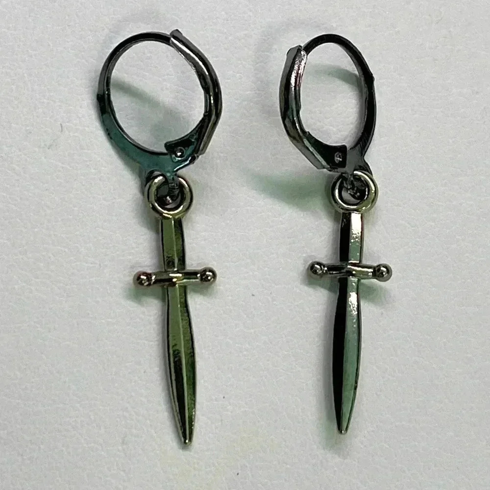 3 for $25/ Gunmetal Gray Knife Earrings NEW